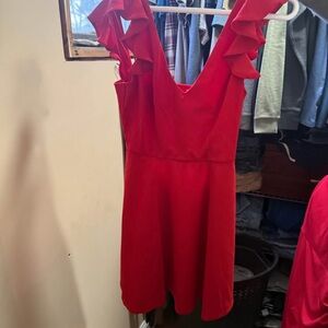 Elegant Red Ruffle Dress